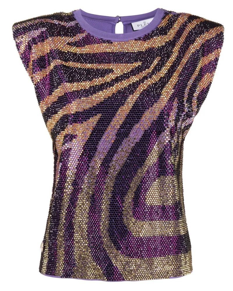 Philipp Plein T-Shirt mit Kristallen - Violett Violett