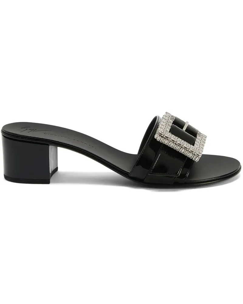 Giuseppe Zanotti Miss Buckle Mules mit Kristallen 40mm - Schwarz Schwarz