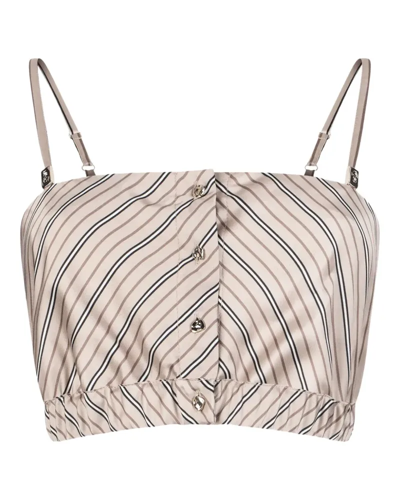 Liu Jo striped button crop top - Nude Nude