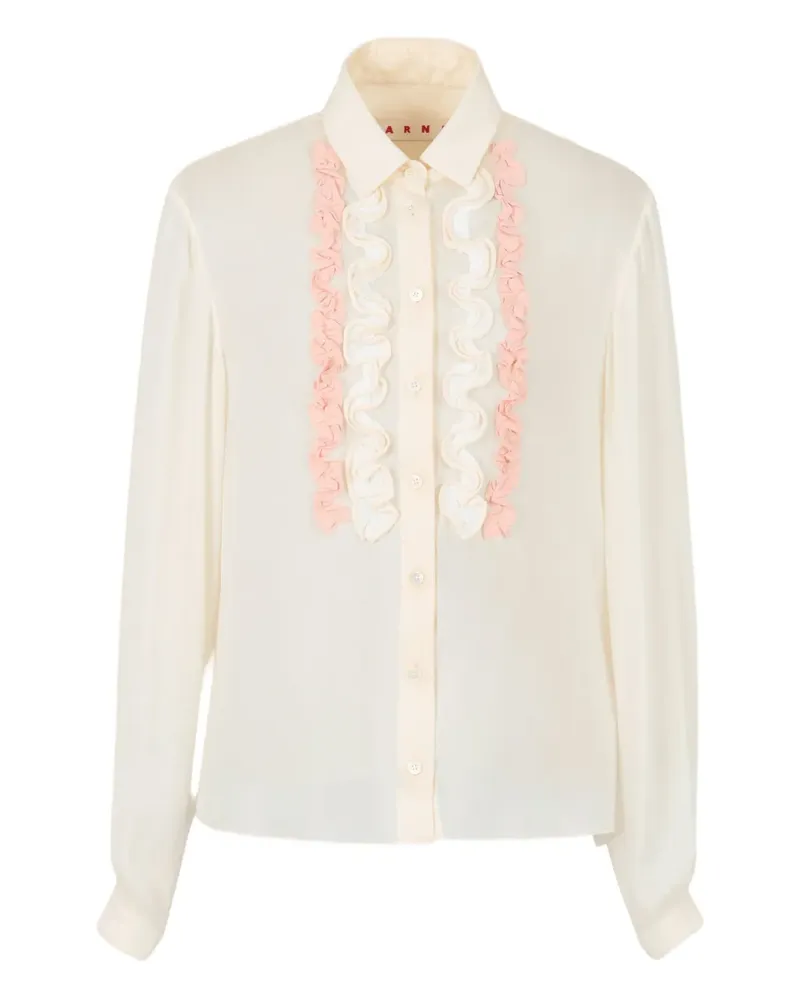 Marni ruffled long-sleeveS shirt - Nude Nude