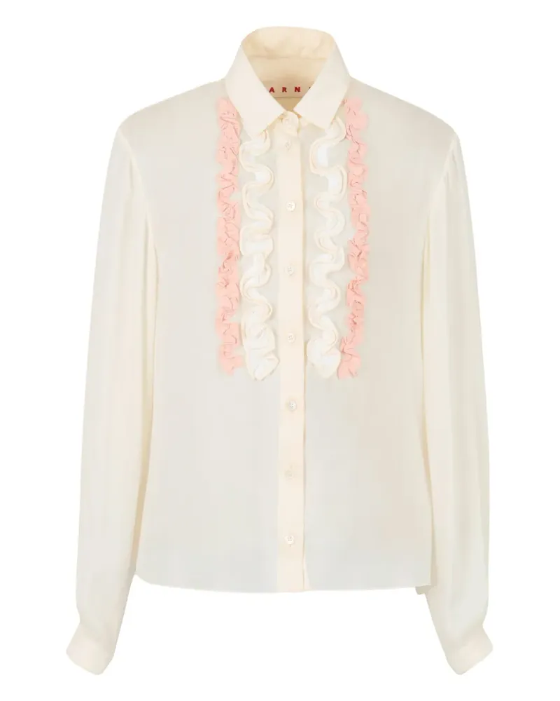 Marni ruffled long-sleeveS shirt - Nude Nude