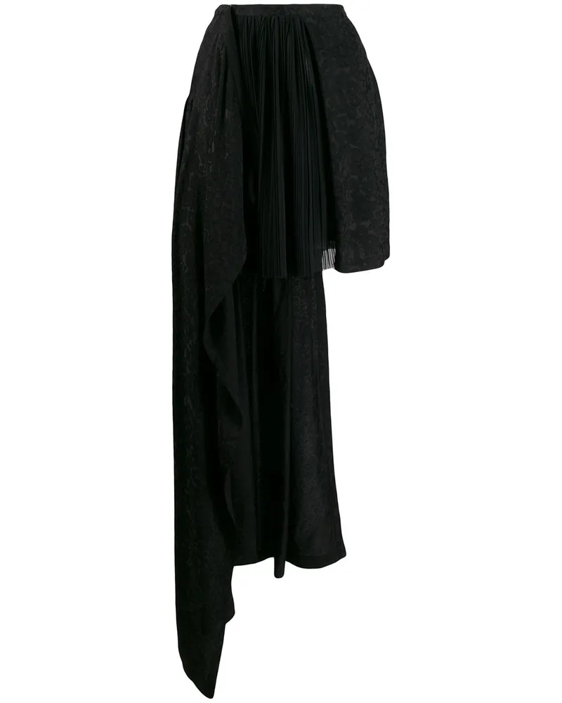 Preen Asymmetrischer Rock - Schwarz Schwarz