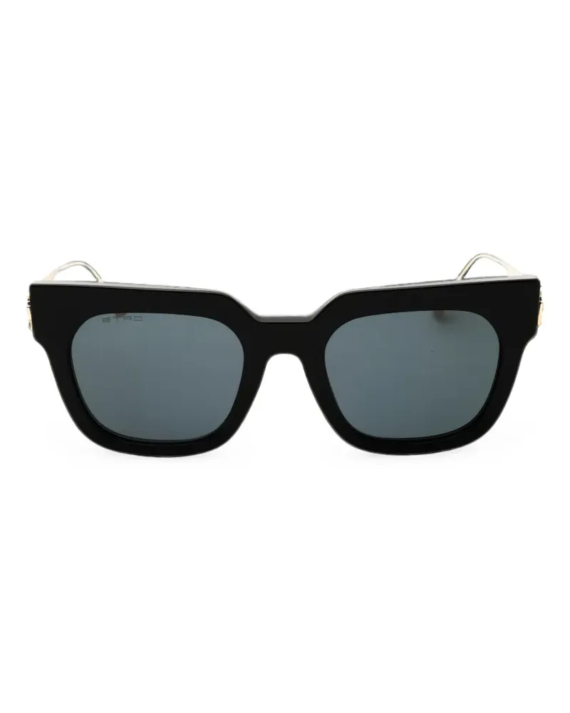 Etro Eckige Sonnenbrille mit Pegaso-Detail - Schwarz Schwarz
