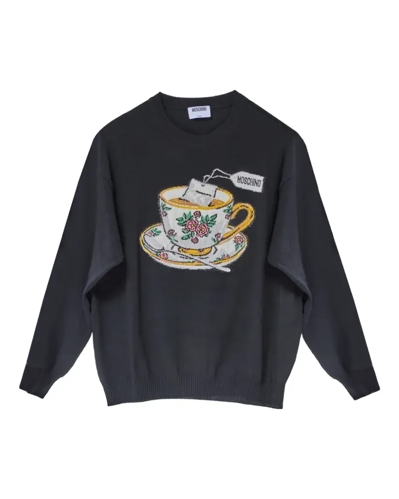 Moschino Intarsien-Sweatshirt mit Teetasse - Schwarz Schwarz