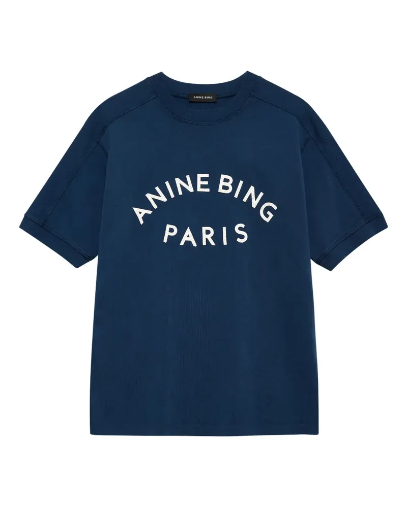Anine Bing Jaylin T-Shirt mit Logo-Print - Blau Blau