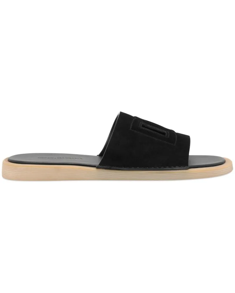Dolce & Gabbana Pantoletten aus Wildleder - Schwarz Schwarz
