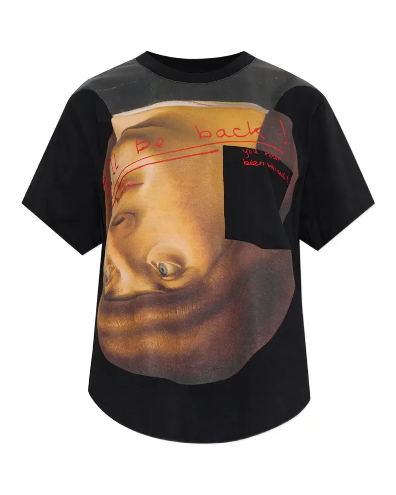 Vivienne Westwood Upside Down Head graphic-print chest-pocket T-shirt - Schwarz Schwarz