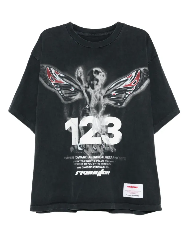 RRR123 T-Shirt mit grafischem Print - Schwarz Schwarz