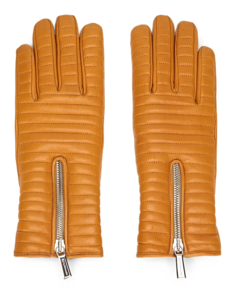 MOORER quilted zip-fastening gloves - Nude Nude