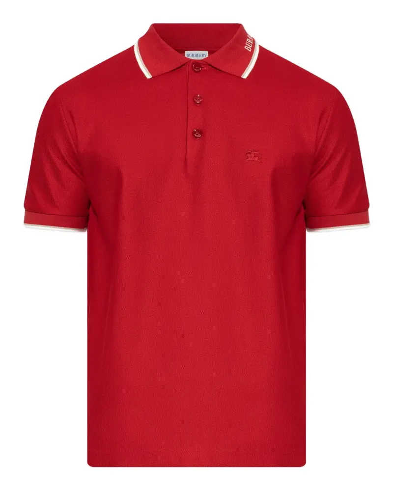 Burberry logo-embroidered trim-detail polo shirt - Rot Rot