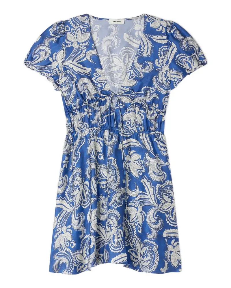 Sandro Kleid mit Blumen-Print - Blau Blau