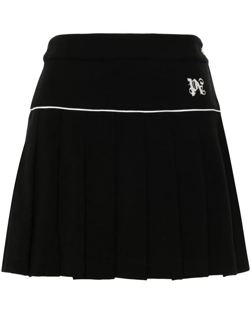 Palm Angels Faltenrock mit Monogramm - Schwarz Schwarz