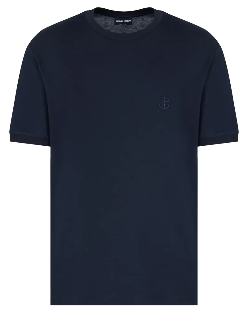 Giorgio Armani T-Shirt mit Logo-Stickerei - Blau Blau
