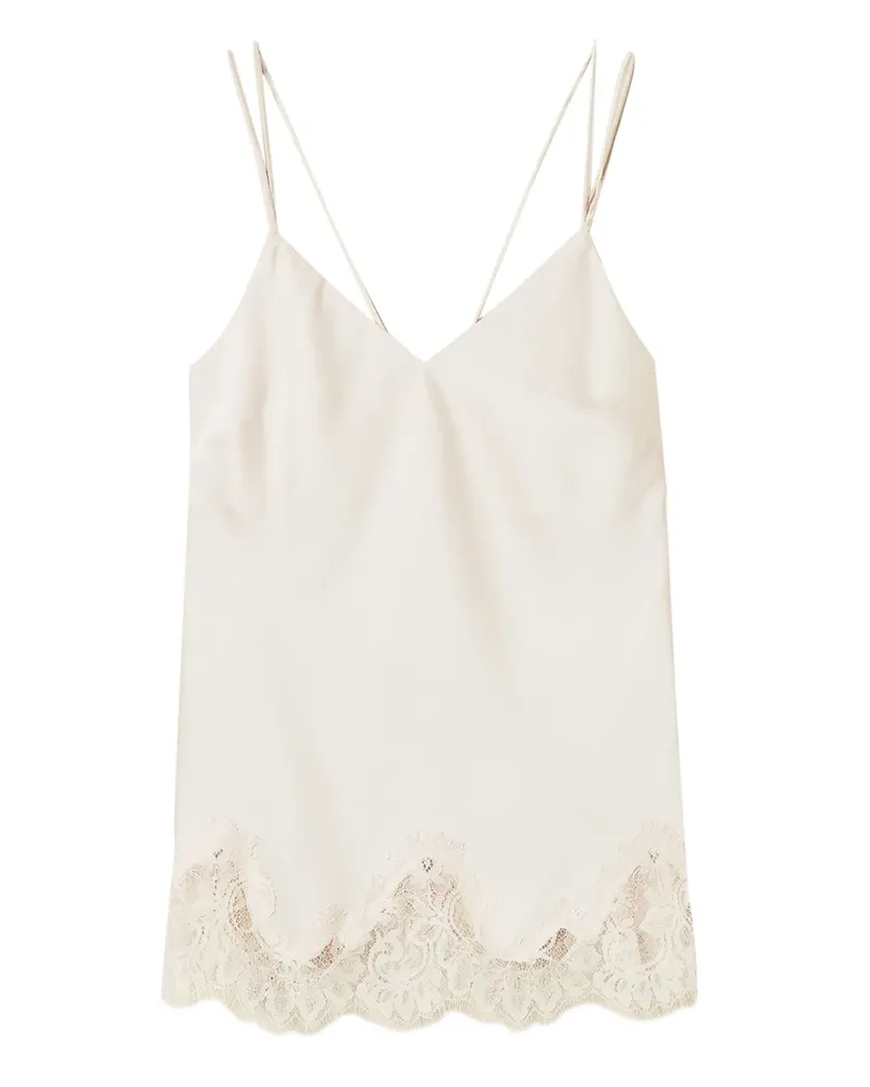 Twin-Set Top mit Spitzeneinsätzen - Weiß Weiß