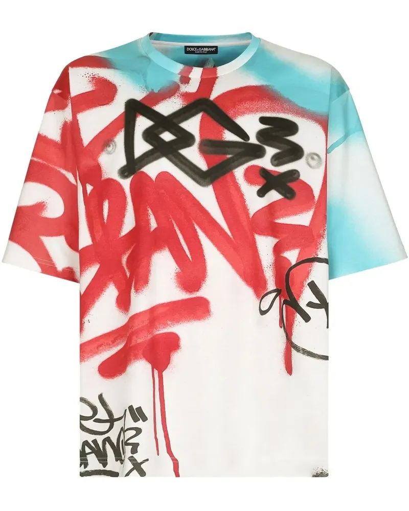 Dolce & Gabbana T-Shirt mit Graffiti-Print - Rot Rot