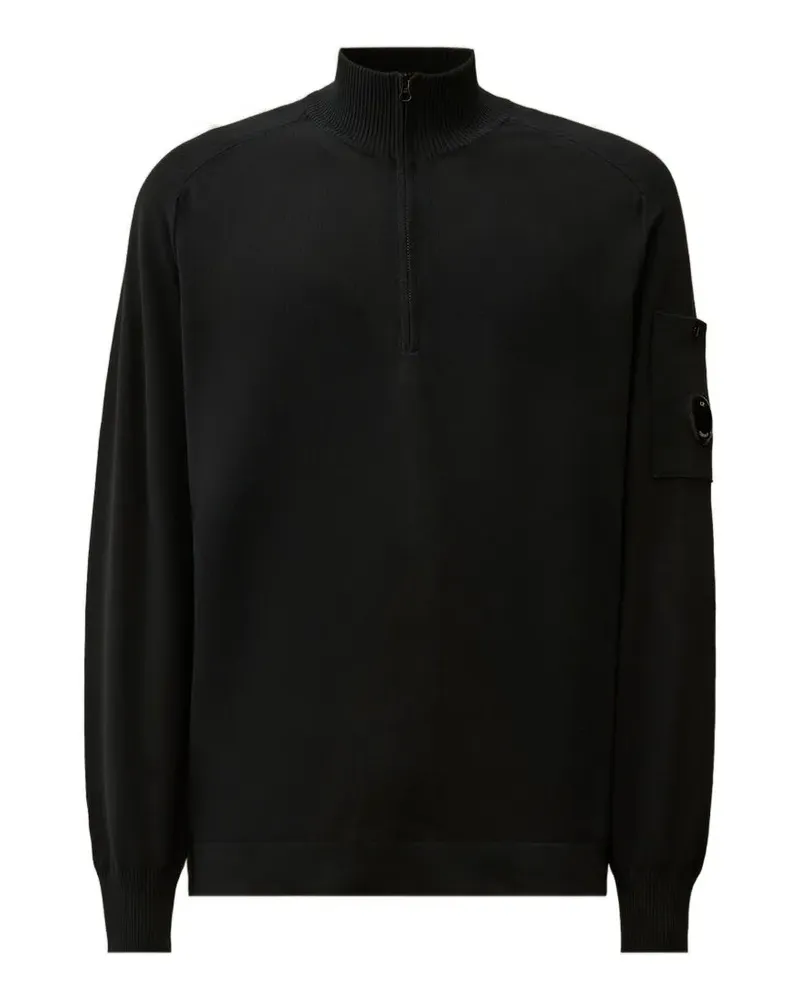 C.P. Company Pullover mit Lens-Detail und Viertelreißverschluss - Schwarz Schwarz