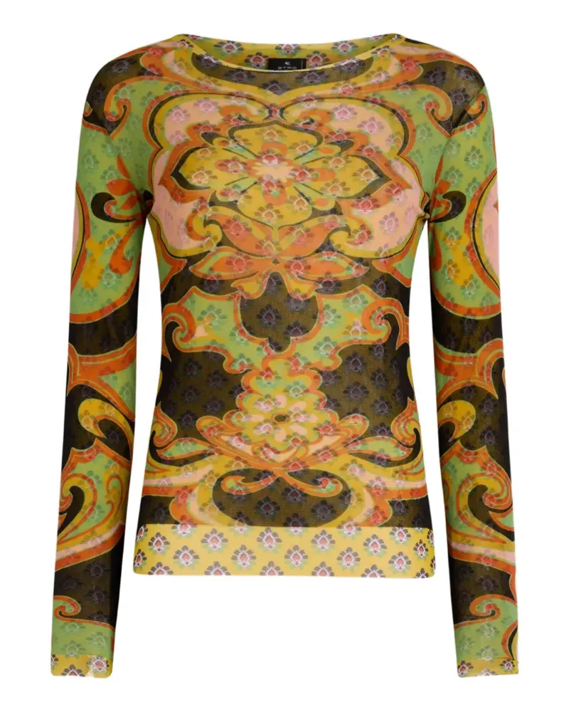 Etro Langarmshirt mit Blumen-Print - Grün Grün