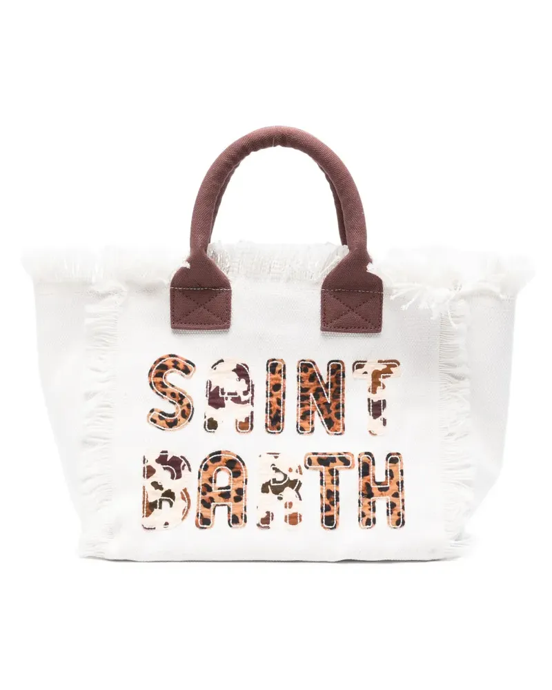 MC2 Saint Barth fringed letter-patch tote bag - Weiß Weiß
