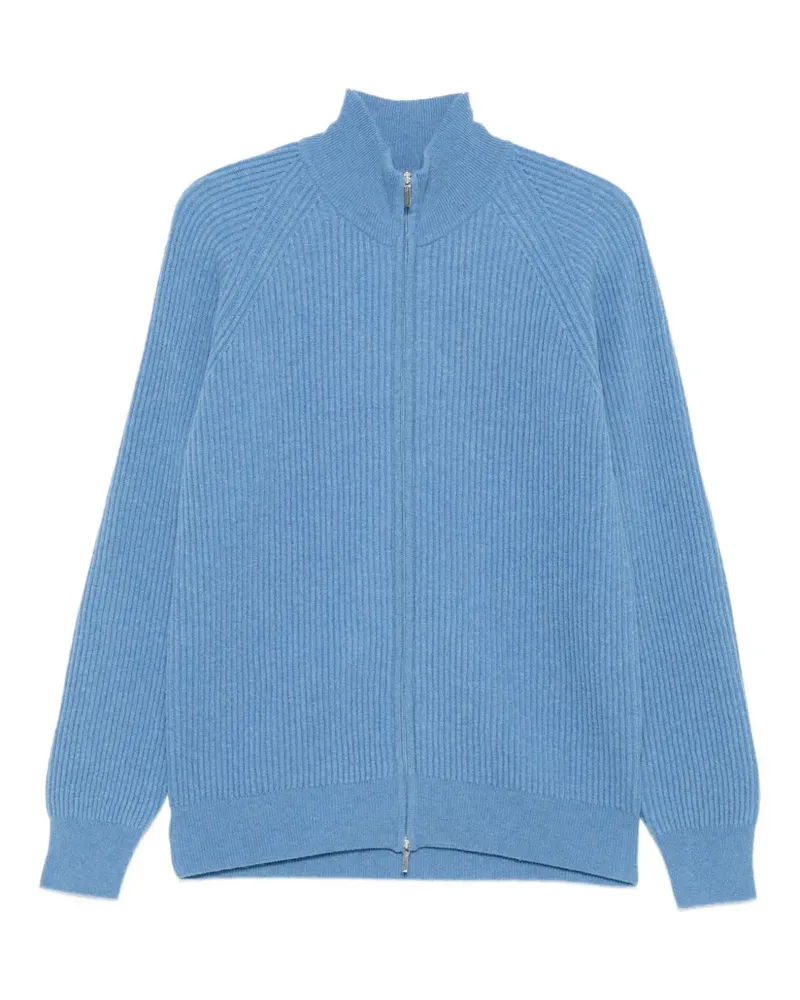 BARBA Gerippter Cardigan mit Reißverschluss - Blau Blau