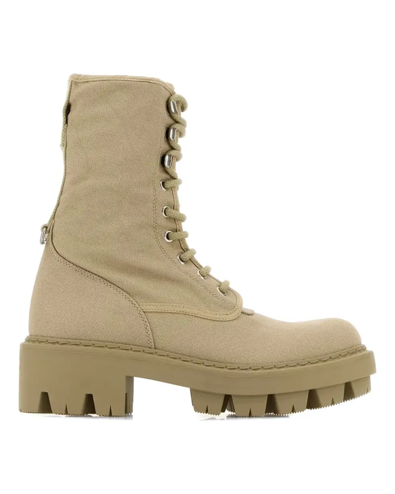 Prada lace-up canvas boots - Nude Nude