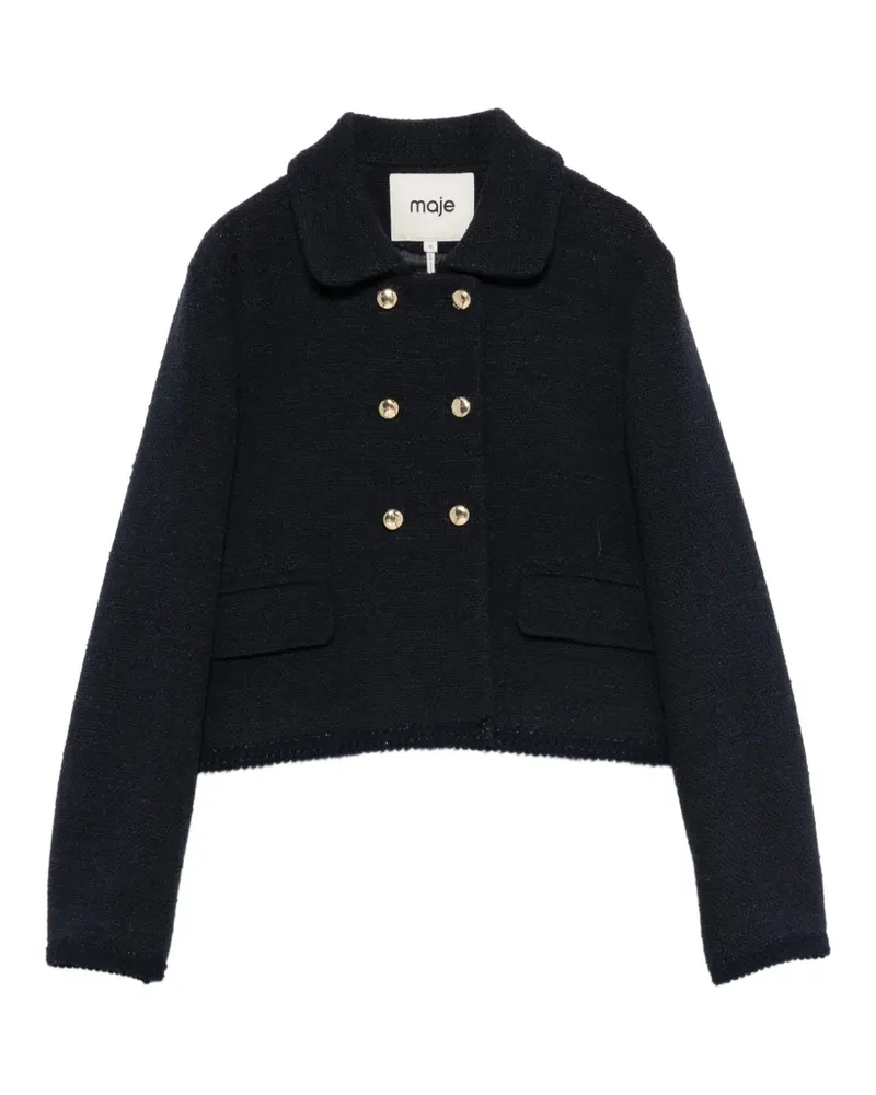 Maje double-breasted cropped blazer - Blau Blau