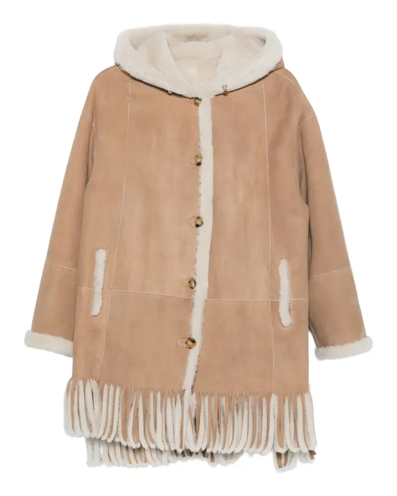 Liska Kapuzenmantel aus Shearling - Nude Nude