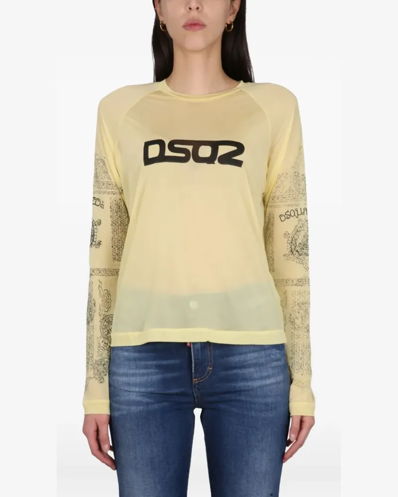 Dsquared2 T-Shirt mit Logo-Print - Gelb Gelb