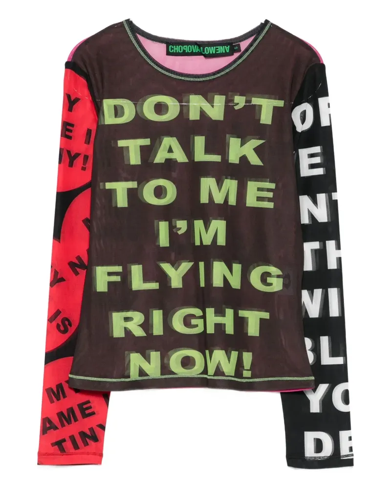 CHOPOVA LOWENA Don't Talk To Me mesh top - Schwarz Schwarz