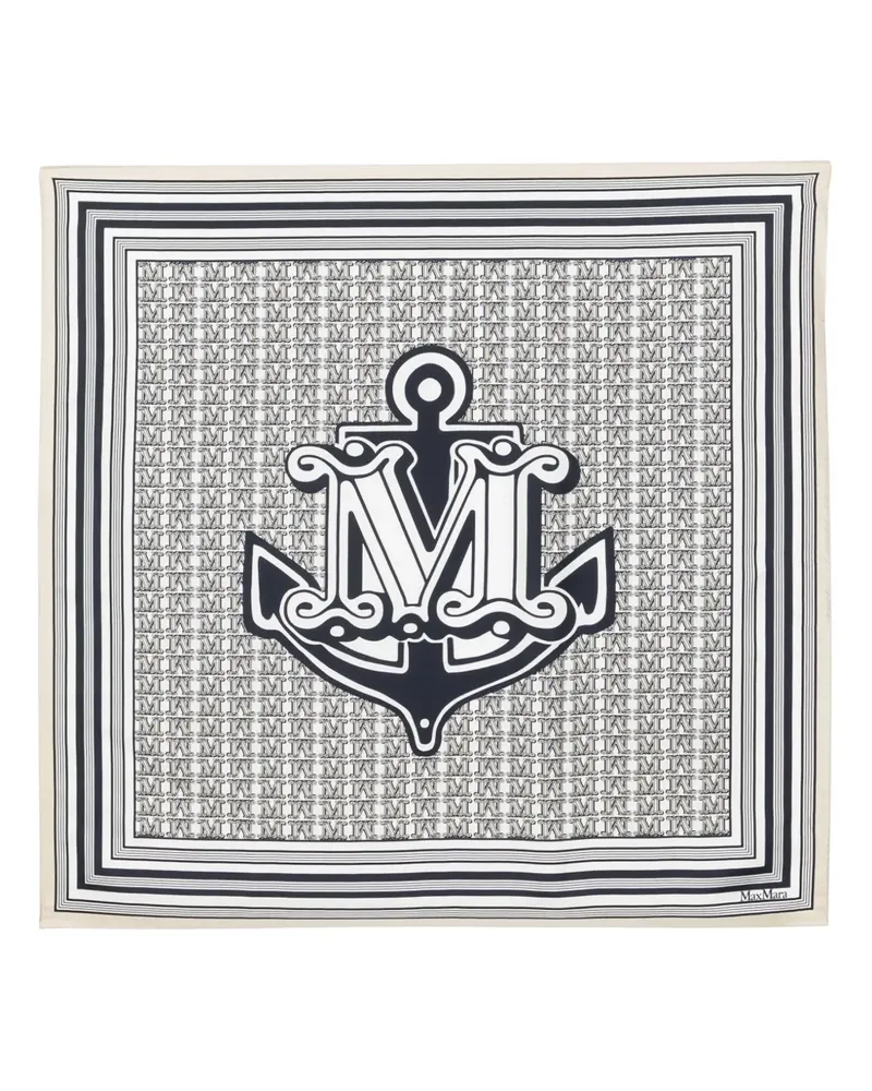 Max Mara Schal mit Monogramm - Weiß Weiß