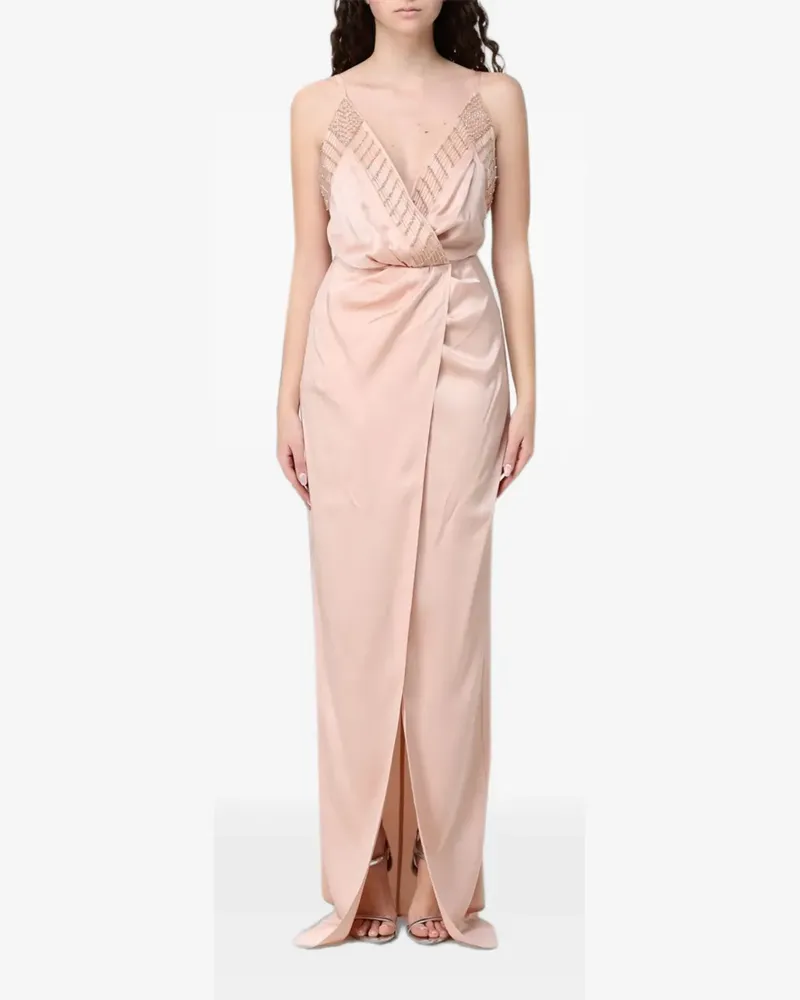 Elisabetta Franchi Maxikleid mit Perlen - Nude Nude