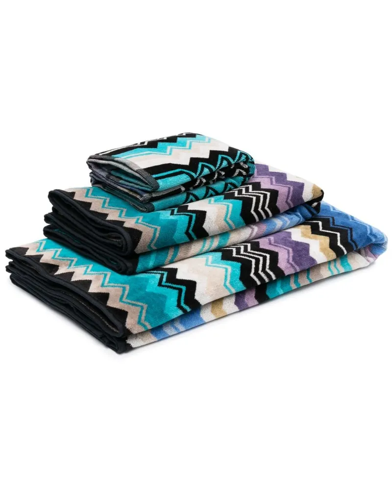 Missoni Home Set aus drei Giacomo Badetüchern Blau