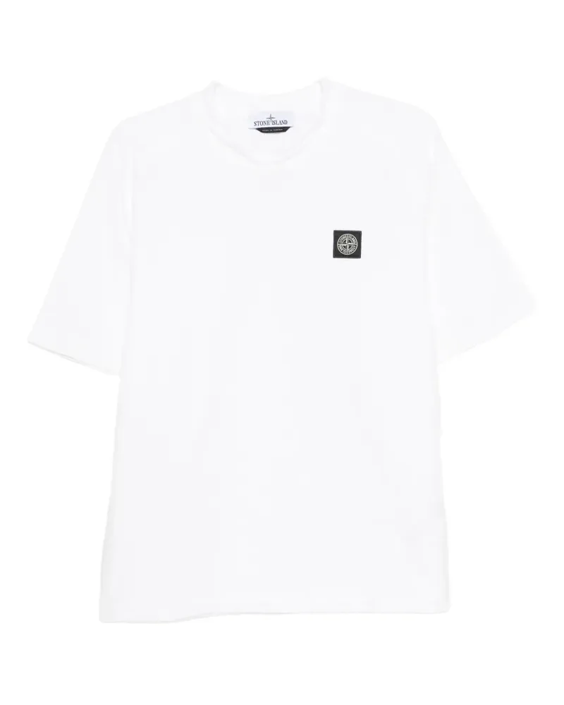 Stone Island T-Shirt mit Logo-Patch - Weiß Weiß