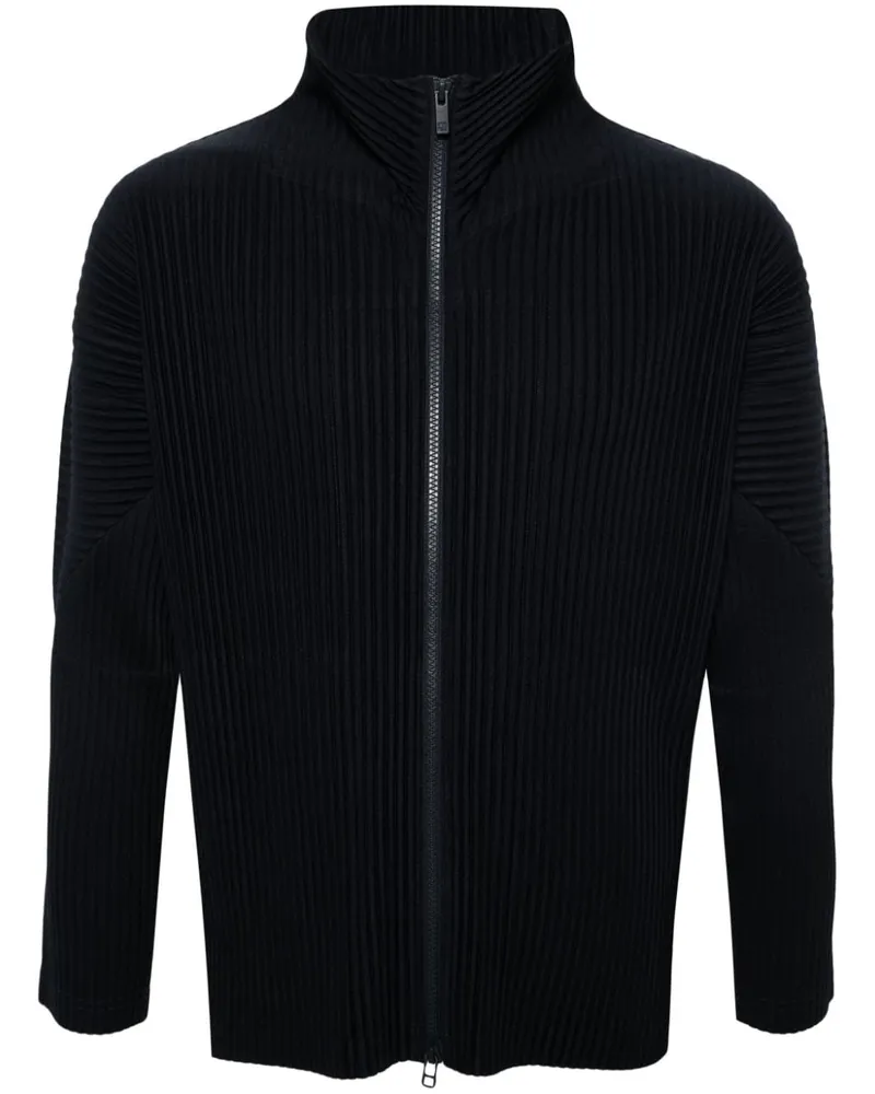 Issey Miyake Plissierte Jacke mit Reißverschluss - Blau Blau