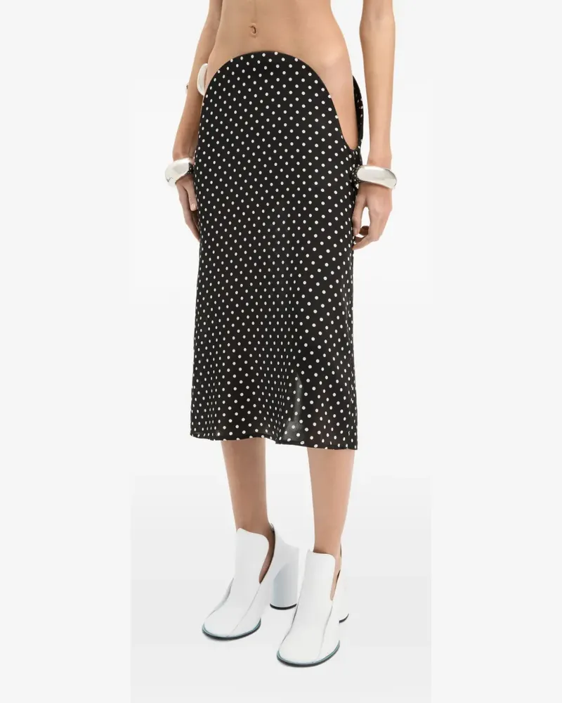 Jean Paul Gaultier Midirock aus Seide mit Polka Dots - Schwarz Schwarz