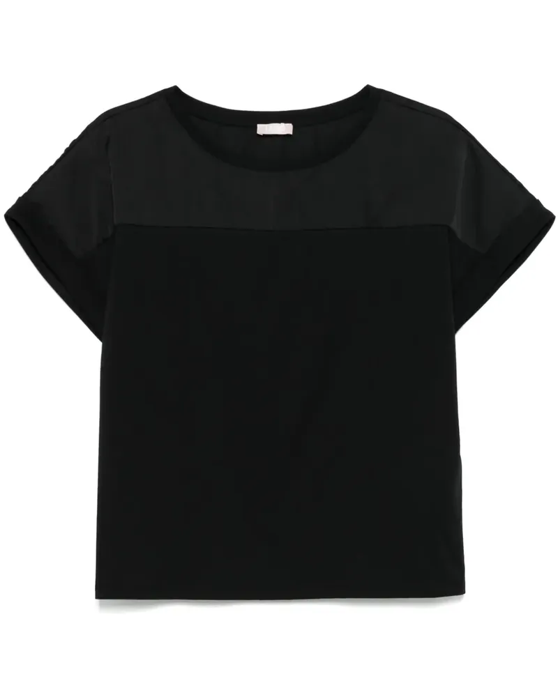Liu Jo T-Shirt mit Satineinsatz - Schwarz Schwarz