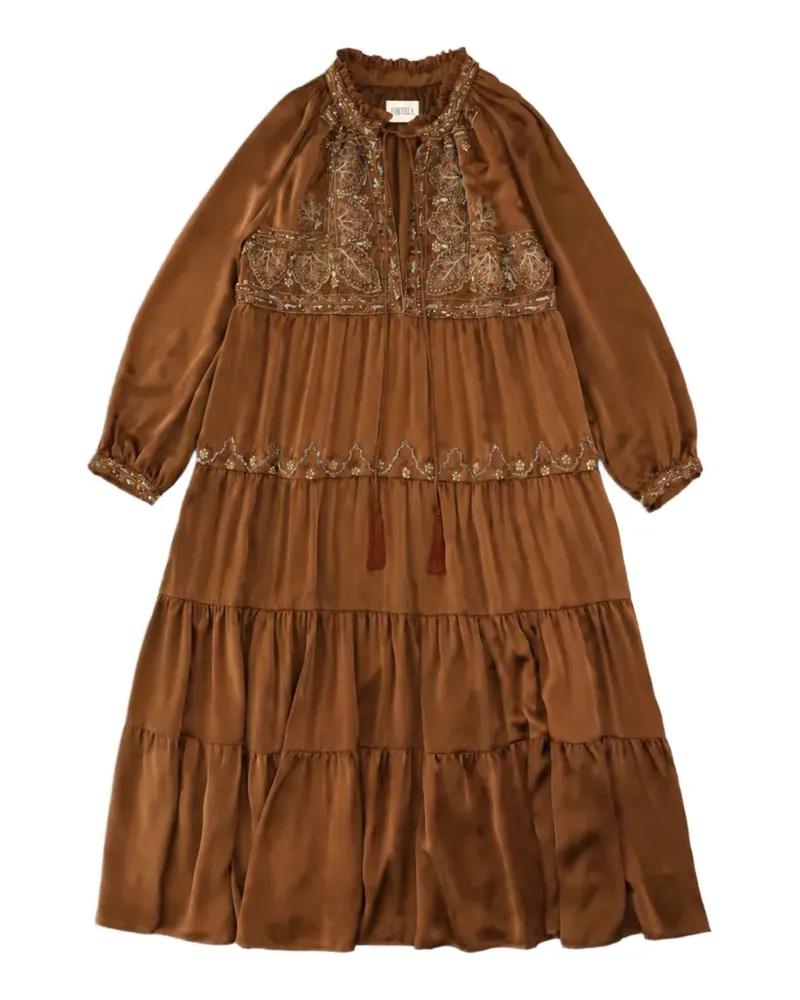 Fortela Arsia embroidered-silk maxi dress - Braun Braun