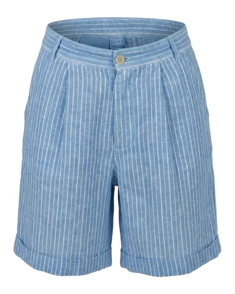120% Lino pinstripe-print shorts - Blau Blau