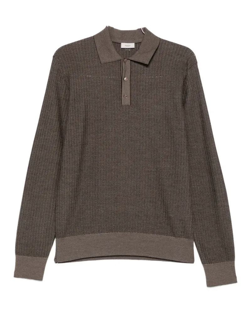 AGNONA textured long-sleeve polo shirt - Braun Braun