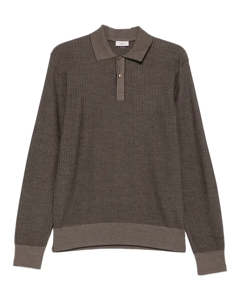 AGNONA textured long-sleeve polo shirt - Braun Braun