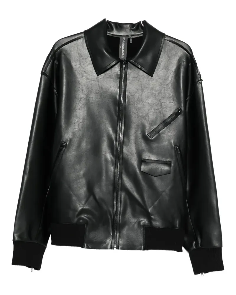 Norma Kamali Norma Hemdjacke aus Faux-Leder - Schwarz Schwarz