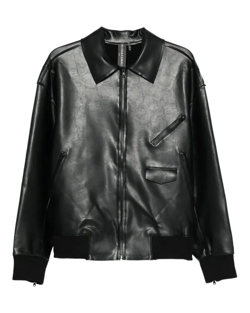 Norma Kamali Norma Hemdjacke aus Faux-Leder - Schwarz Schwarz