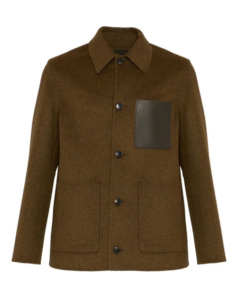 Yves Salomon Wolljacke mit Leder-Patch - Braun Braun