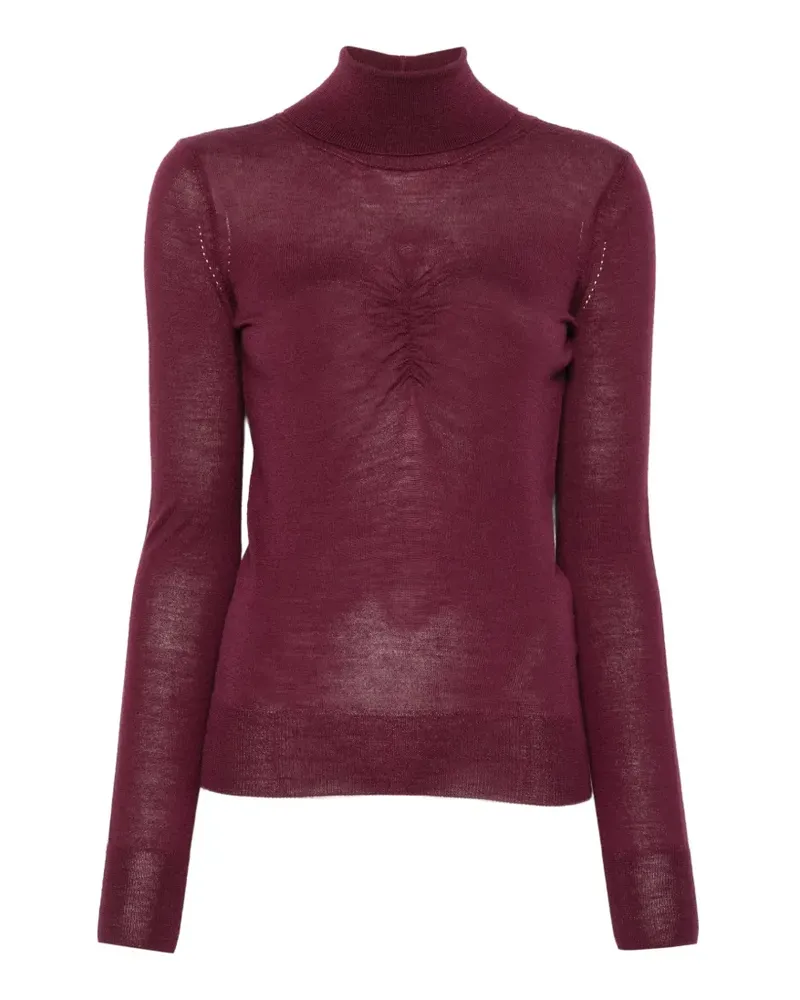 SOLOTRE Geraffter Rollkragenpullover - Violett Violett