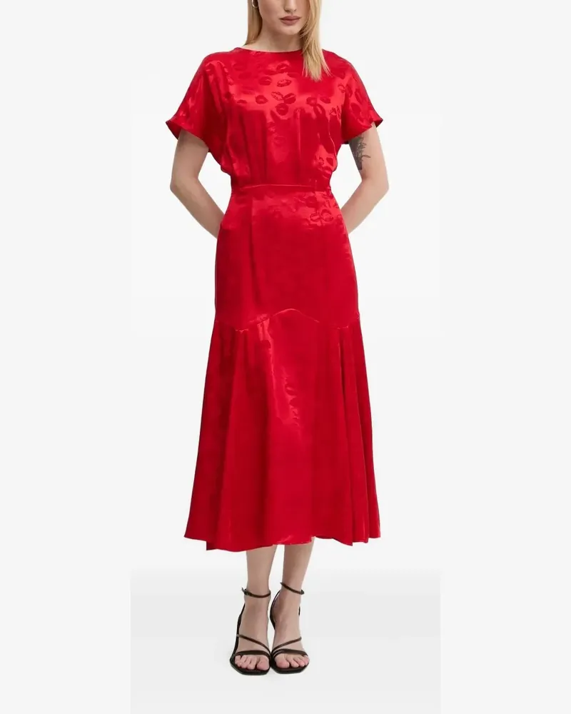 Never Fully Dressed Midikleid mit Lippen-Print - Rot Rot