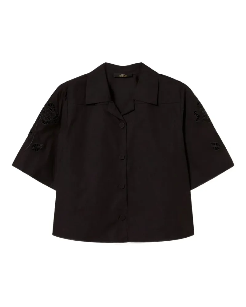 Twin-Set Hemd mit Blumenstickerei - Schwarz Schwarz