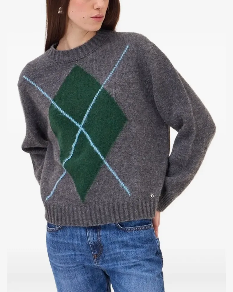 ottod’Ame Rundhals-Strickpullover mit Argyle-Intarsie - Grau Grau
