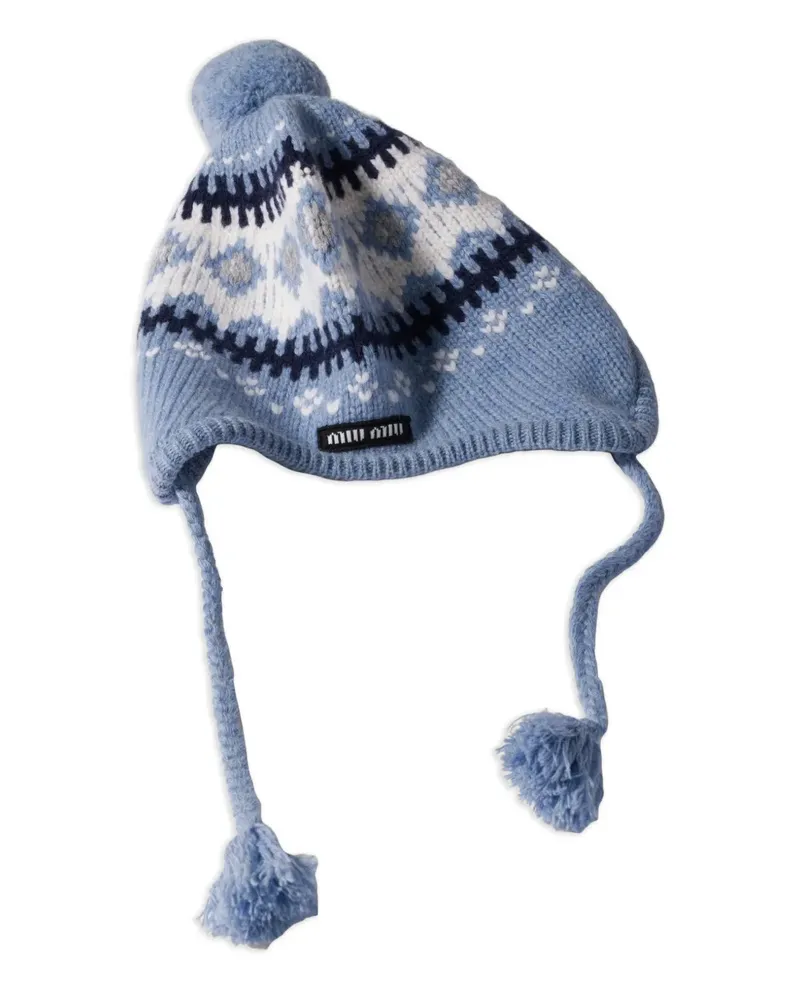 Miu Miu Beanie mit Island-Muster - Blau Blau