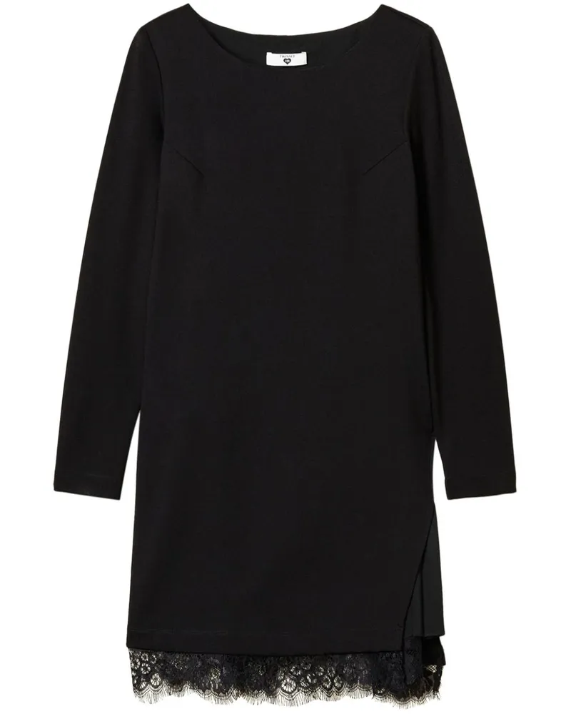 Twin-Set Minikleid mit Spitzendetail - Schwarz Schwarz