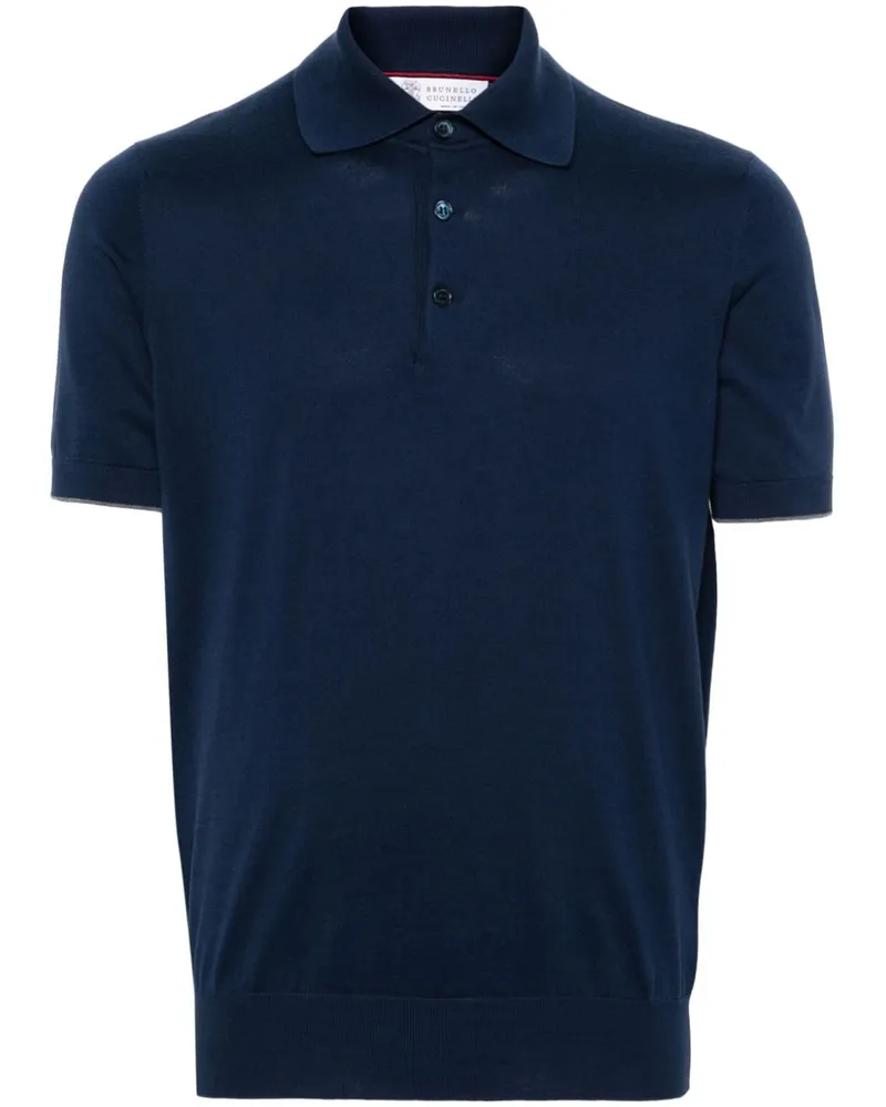 Brunello Cucinelli Poloshirt mit Kontrastdetail - Blau Blau