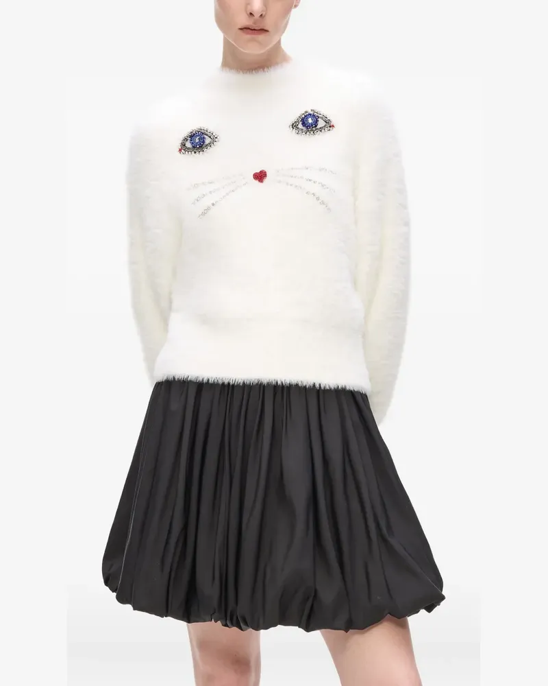 Karl Lagerfeld Flauschiger Choupette Pullover - Weiß Weiß
